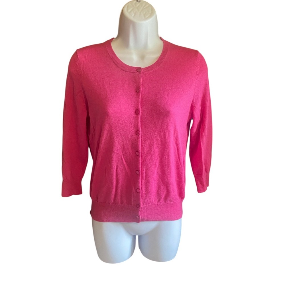 Talbots‎ Cashmere Cardigan Sweater 3/4 Sleeve Pink Button Front Petite